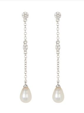 Adornia Freshwater Pearl Drop Earrings with Crystal Embellishments